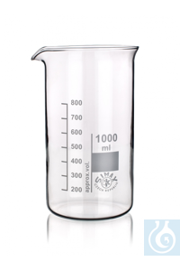 Bécher forme haute, 25 ml, dim. Ø 30 x H 55 mm, avec bec et graduation, verre borosilicate...